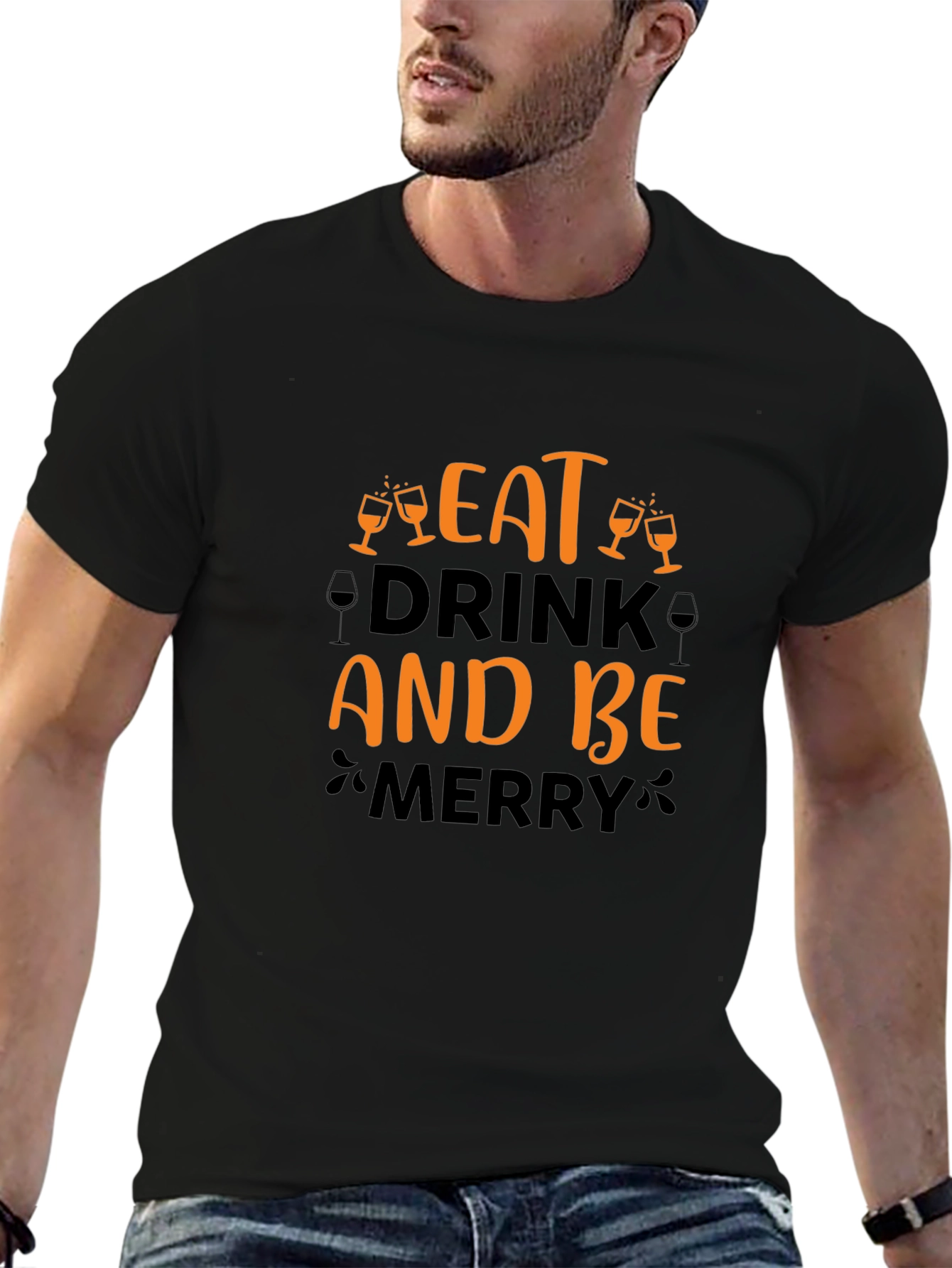 Eat Drink and Be Merry Holiday Graphic T-Shirt