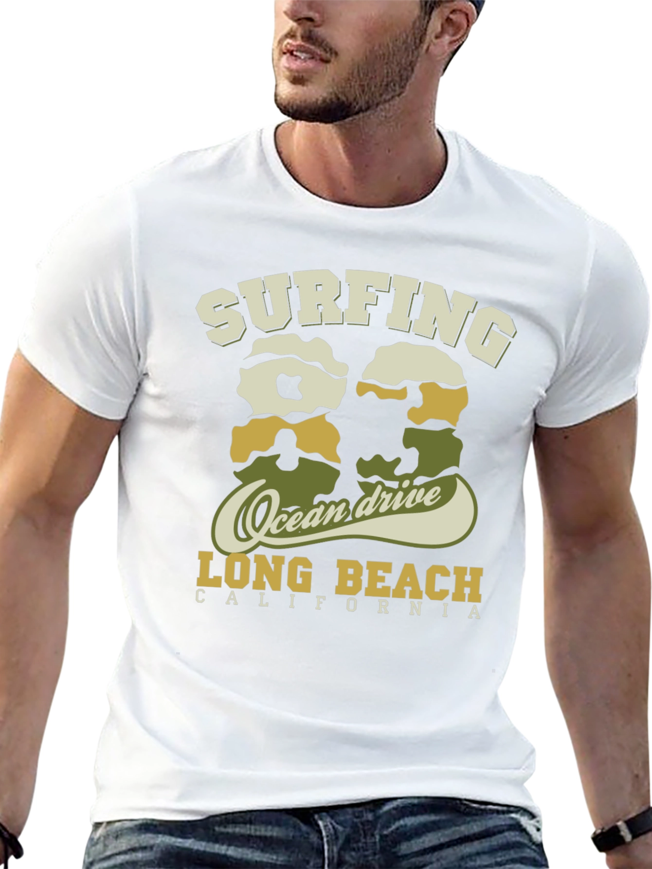Surfing Long Beach California Tee - Ocean Drive