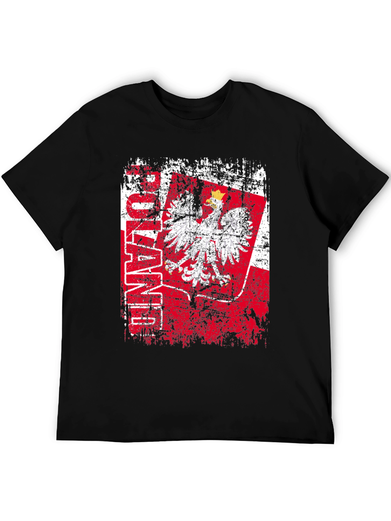 Poland Eagle Flag Graphic T-Shirt - Distressed Design