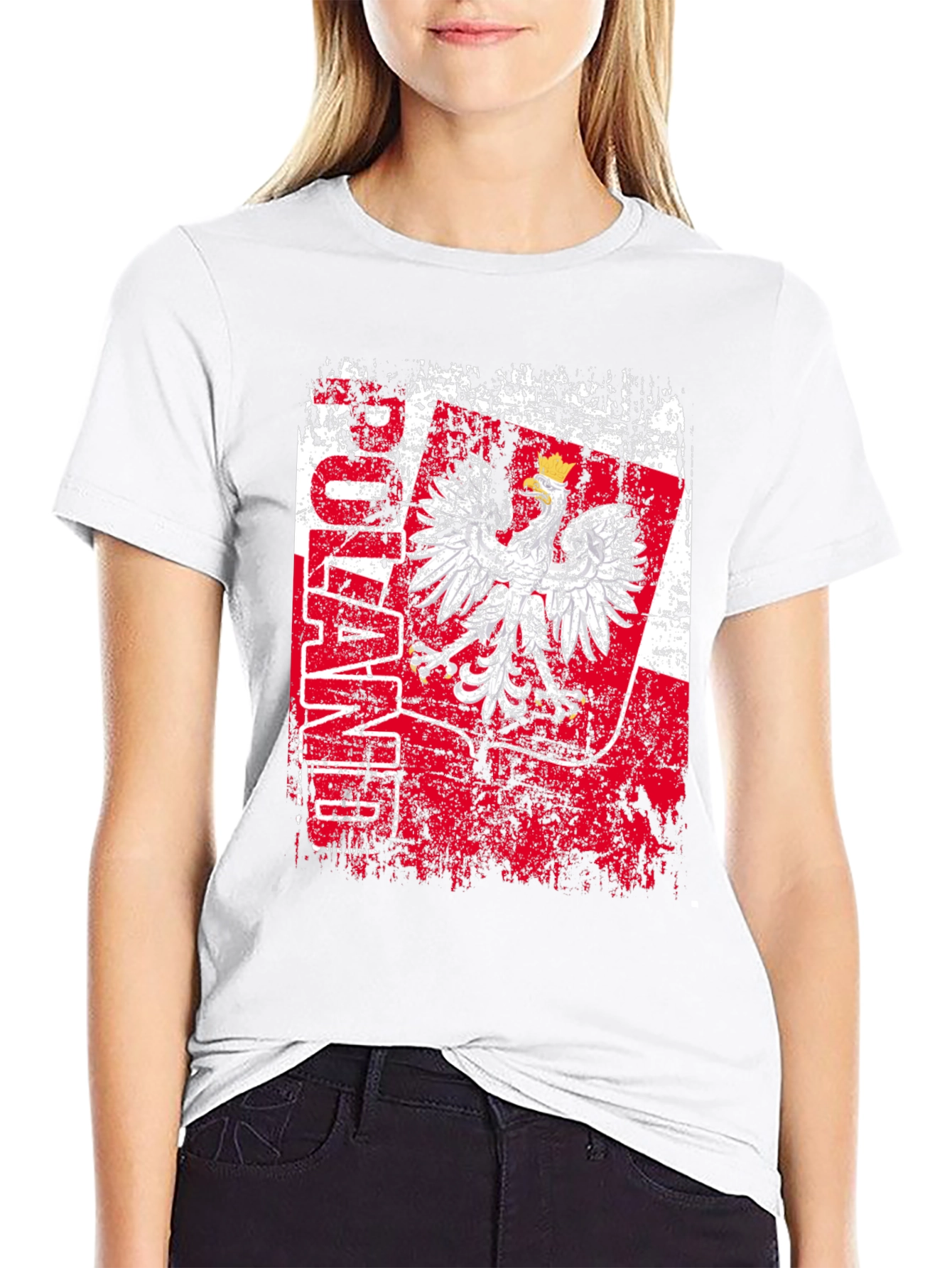 Poland Eagle Flag Graphic T-Shirt - Distressed Design