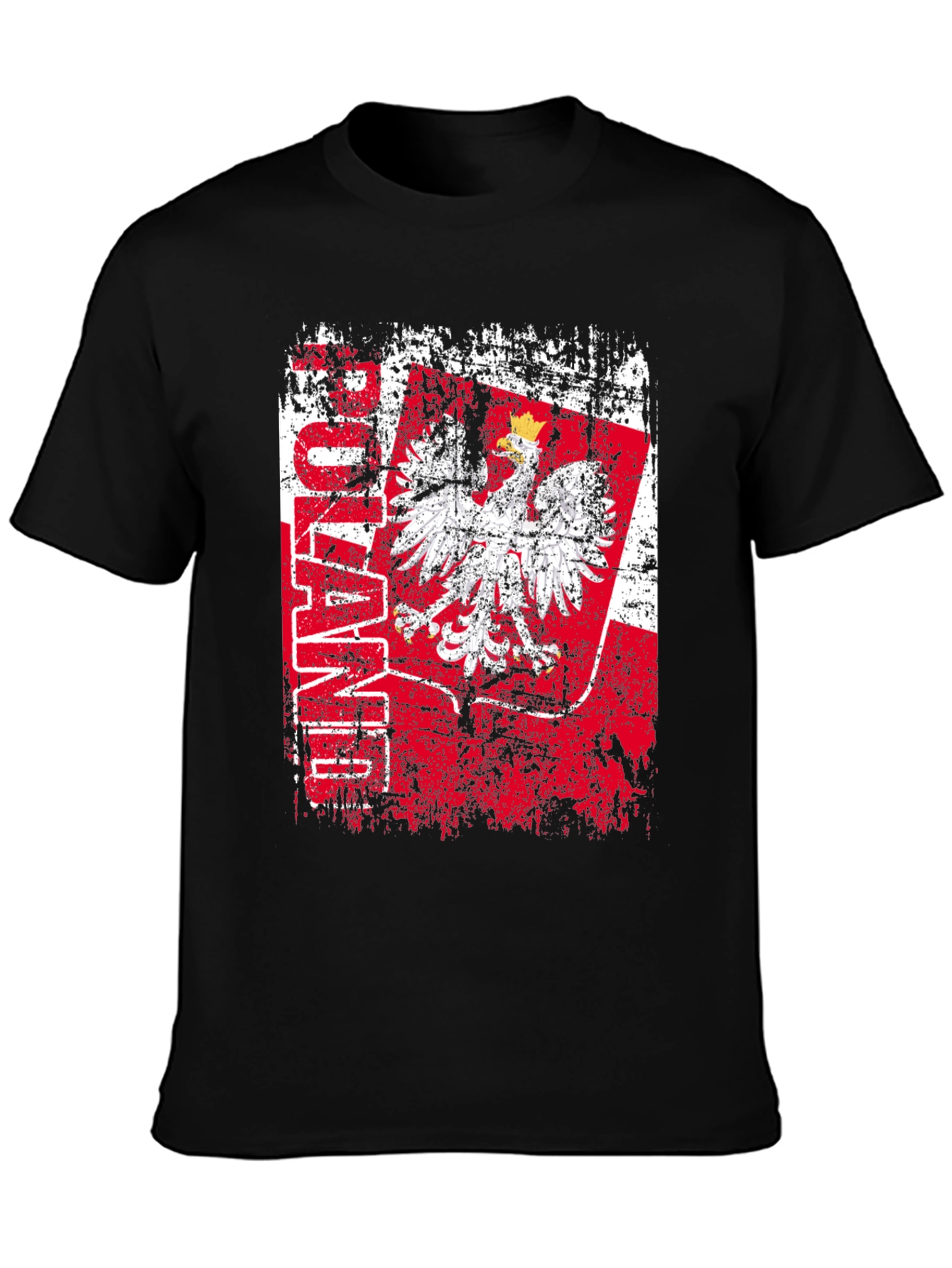 Poland Eagle Flag Graphic T-Shirt - Distressed Design