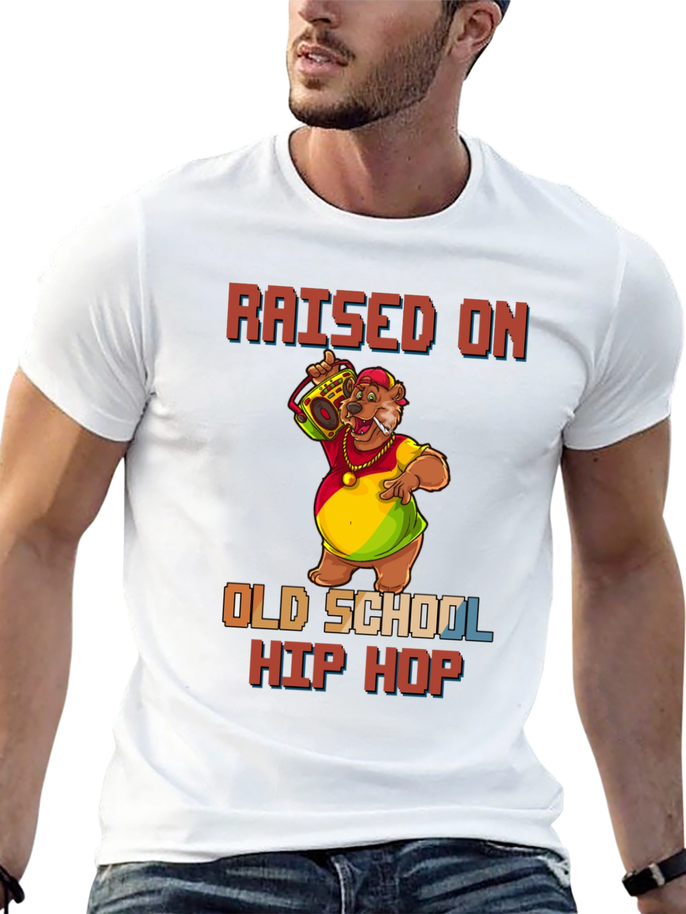 Raised on Old School Hip Hop Black T-Shirt