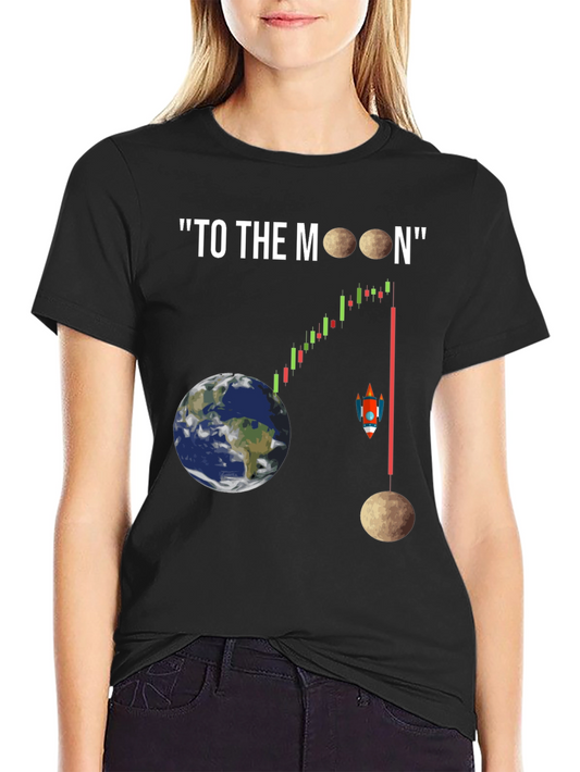 To The Moon Black Graphic T-Shirt