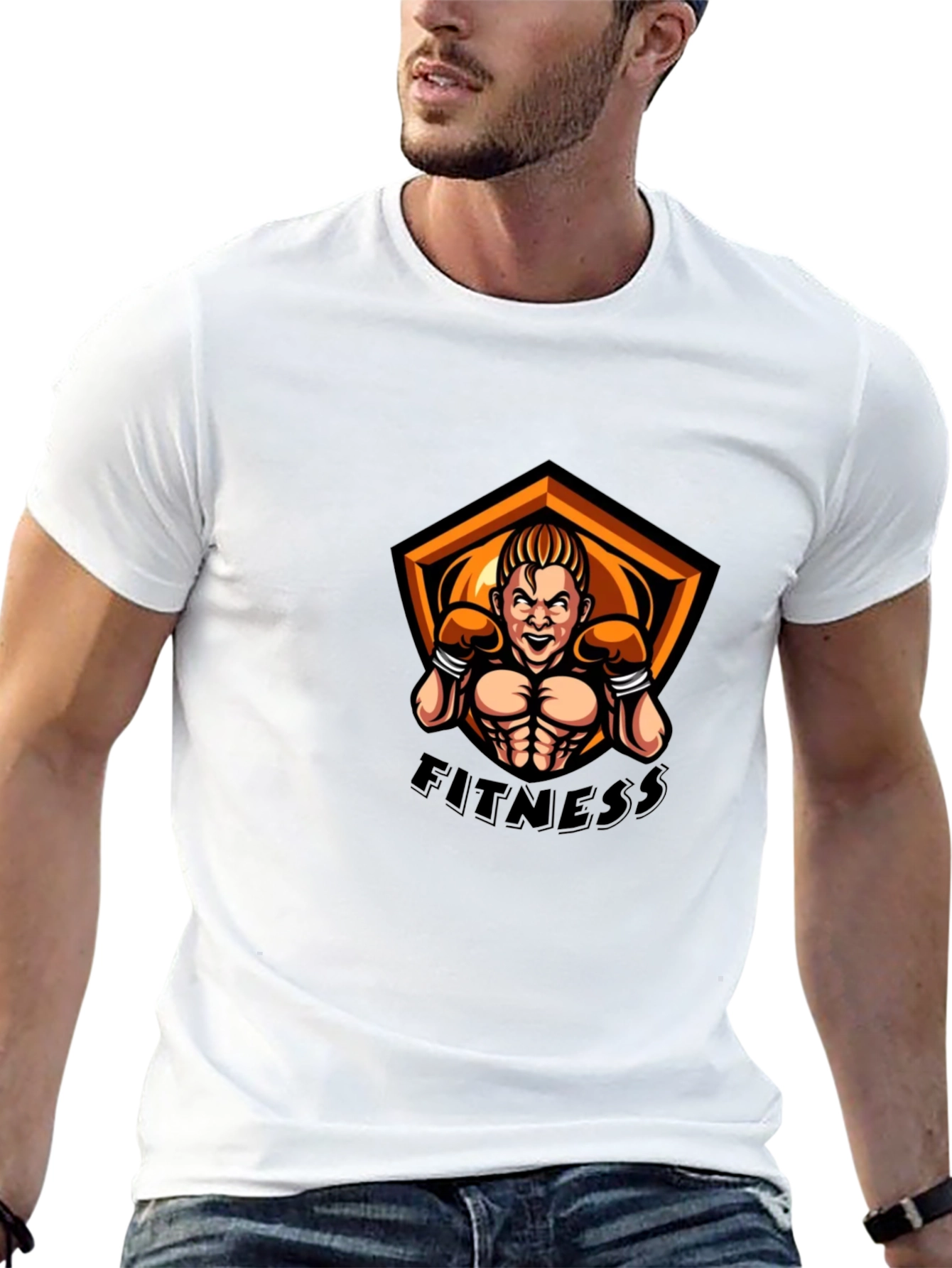 Fitness Graphic T-Shirt - Black Short Sleeve