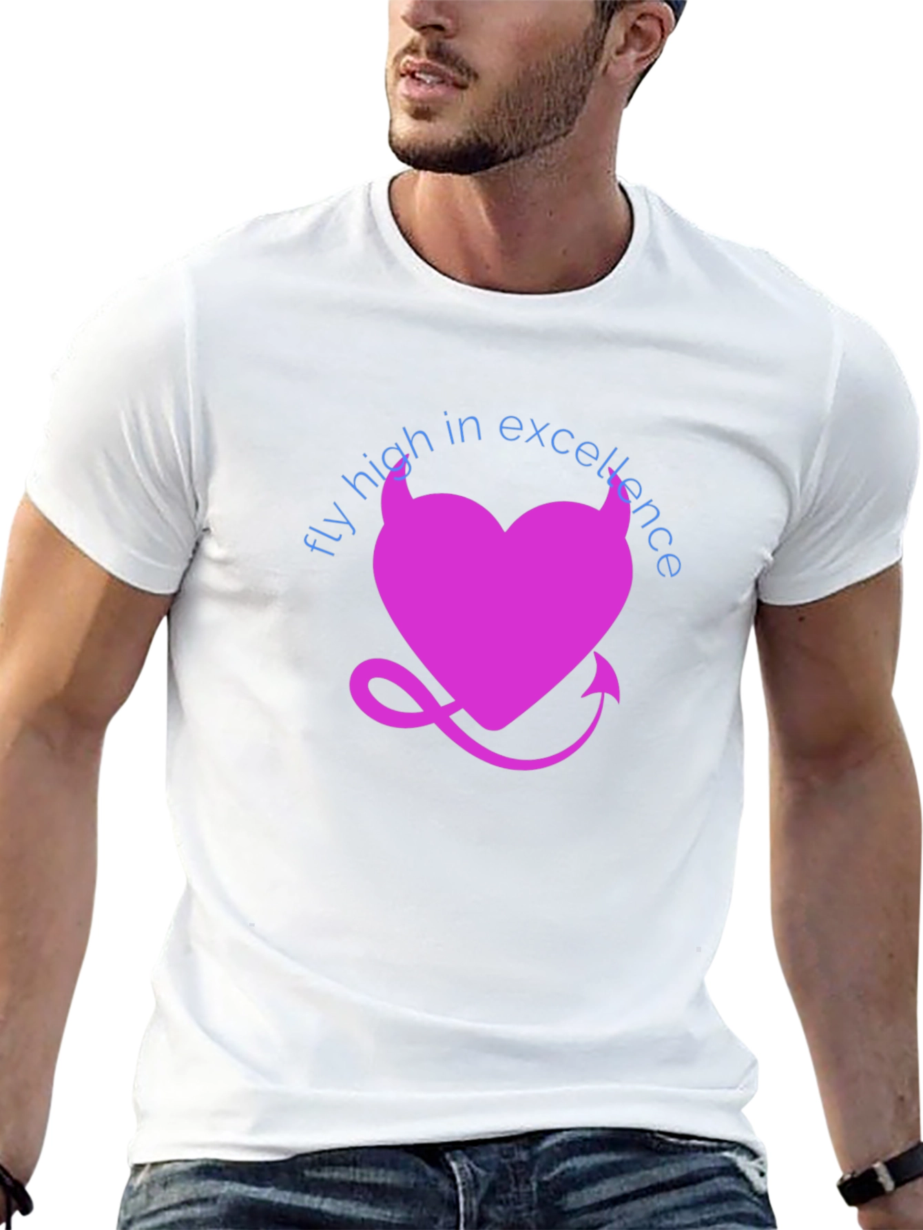 Fly High in Excellence T-Shirt - Devil Heart Design