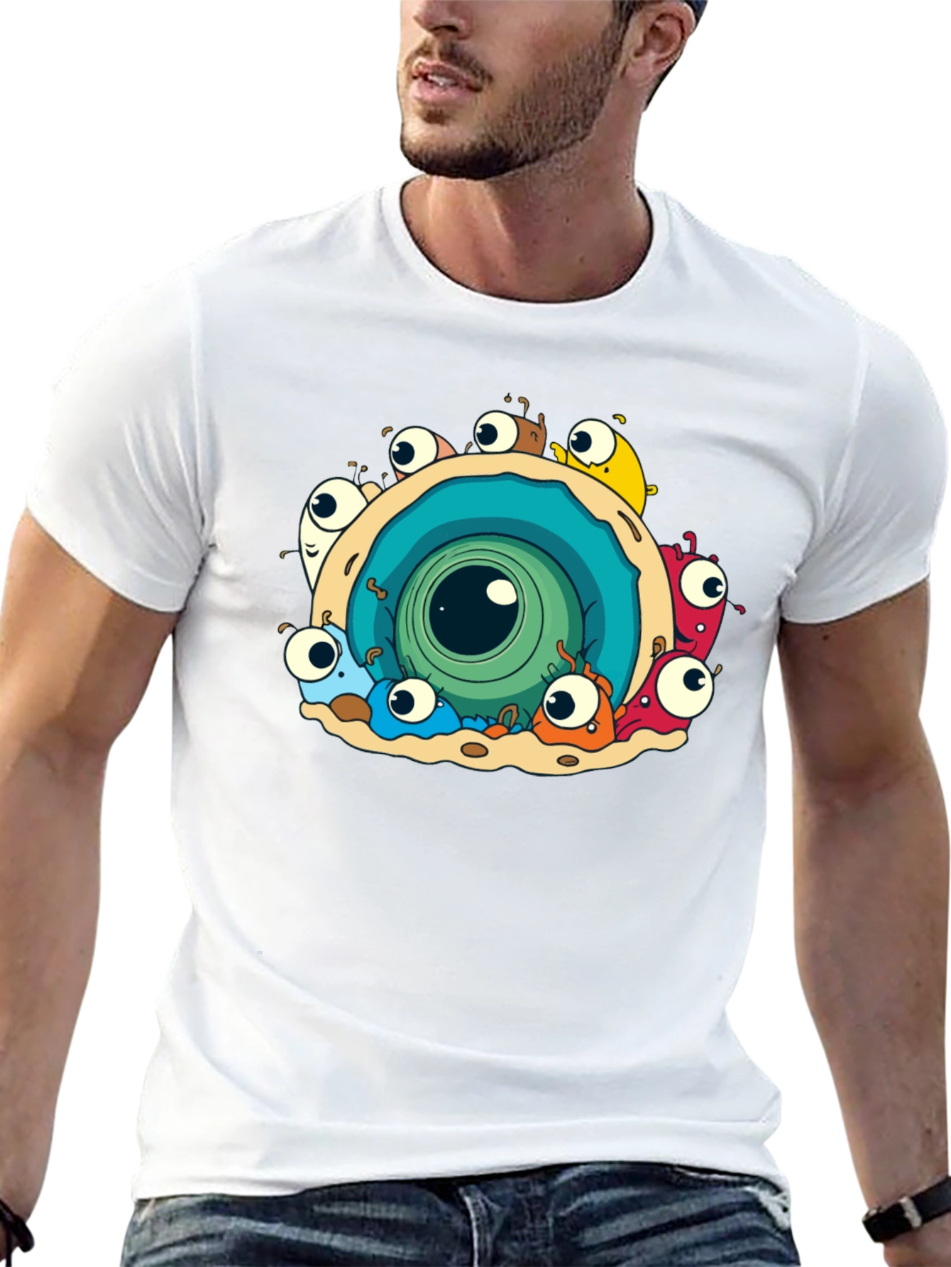 Eye Monster Graphic Tee - Black Cotton T-Shirt