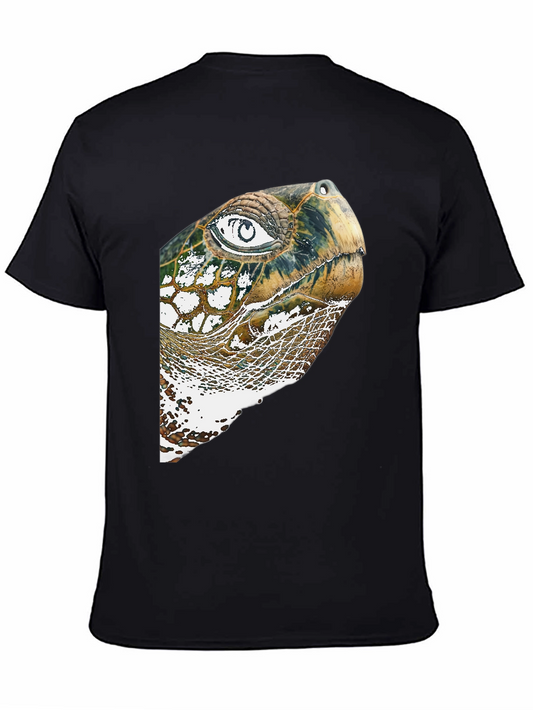 Turtle Head Graphic Print Black T-Shirt
