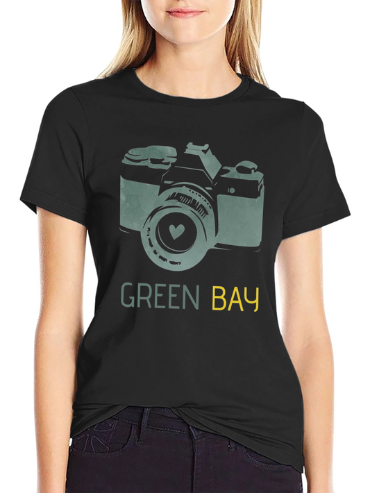 Green Bay Camera Graphic Tee - Stylish Tourist Souvenir T-Shirt