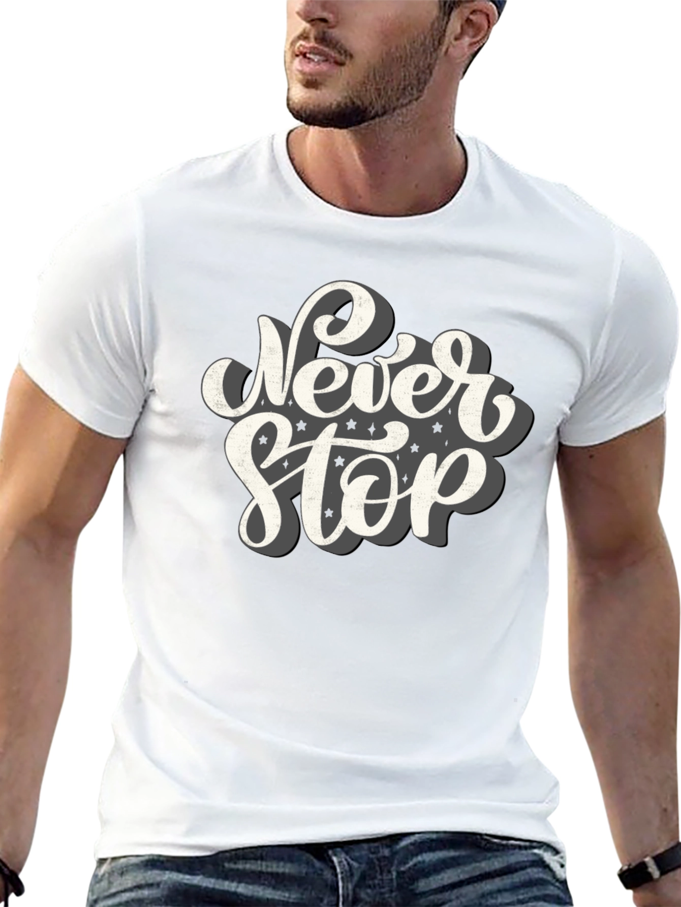 Never Stop Graphic T-Shirt - Black