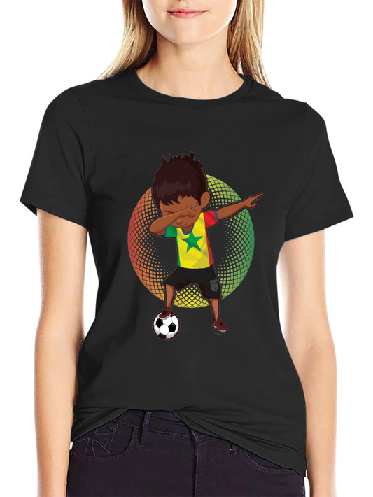 Senegal Soccer Dab T-Shirt - Black Cotton Tee