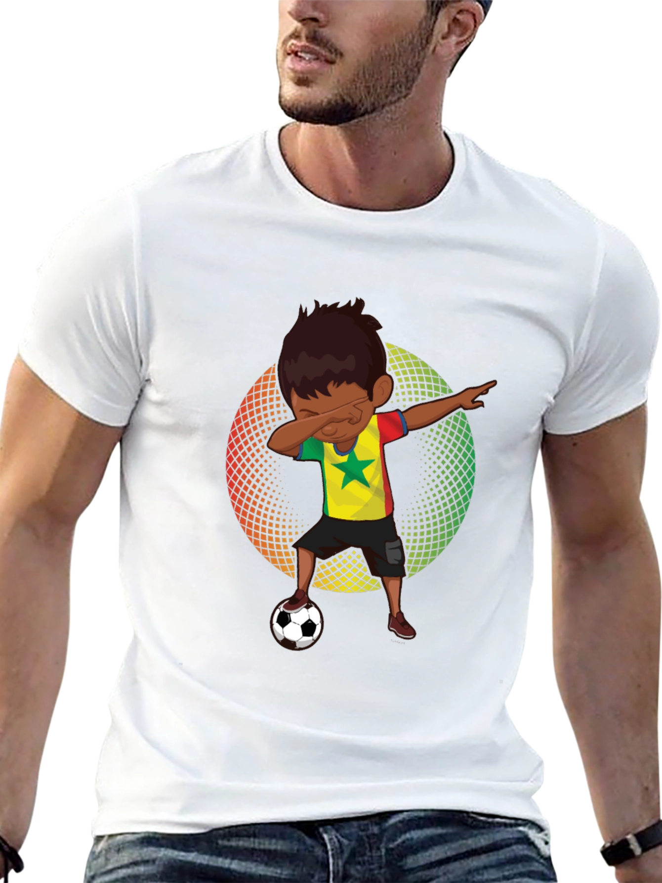 Senegal Soccer Dab T-Shirt - Black Cotton Tee