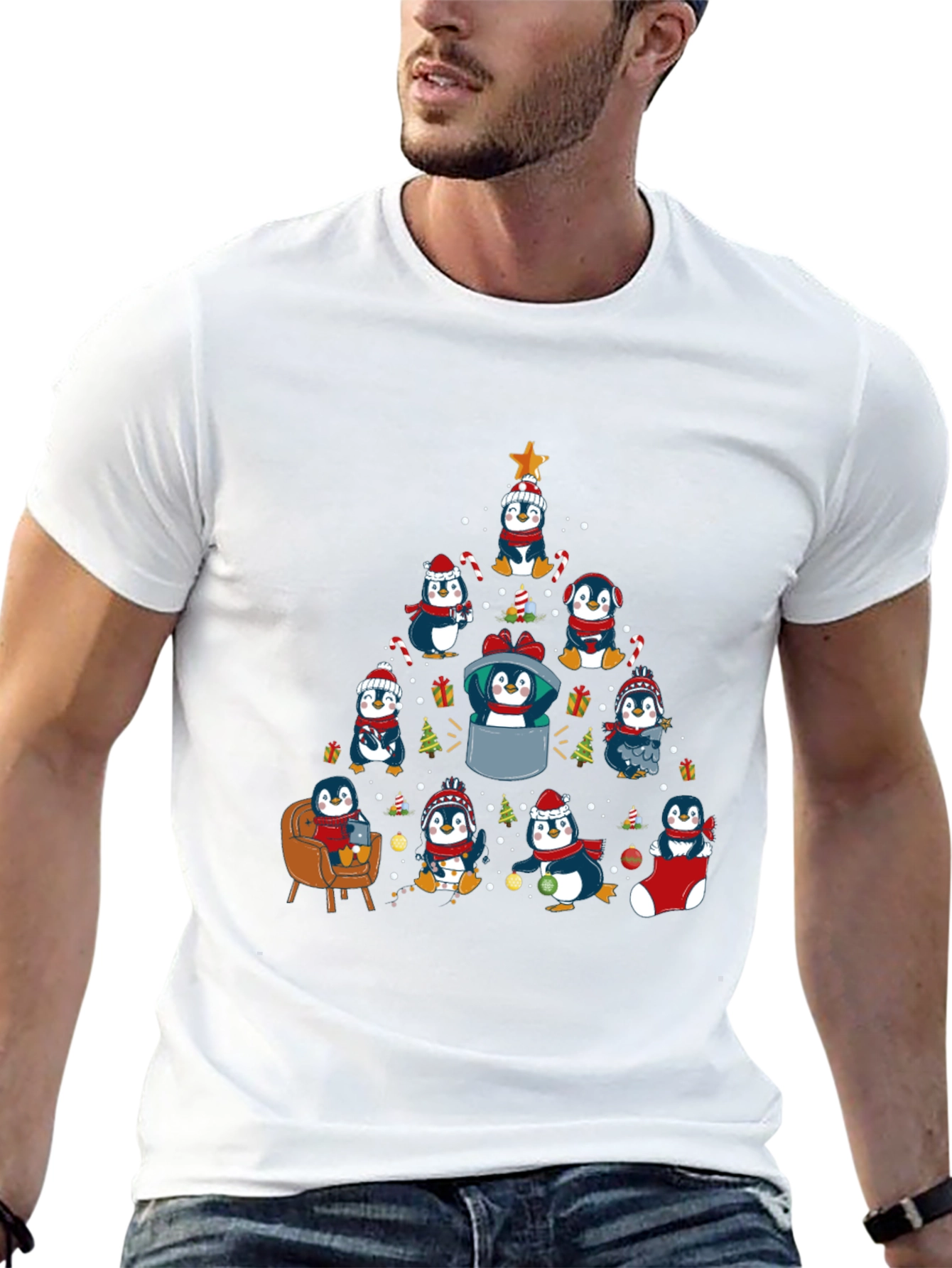Penguin Christmas Tree Graphic Tee