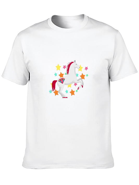 Unicorn Stars Graphic Print Black T-Shirt