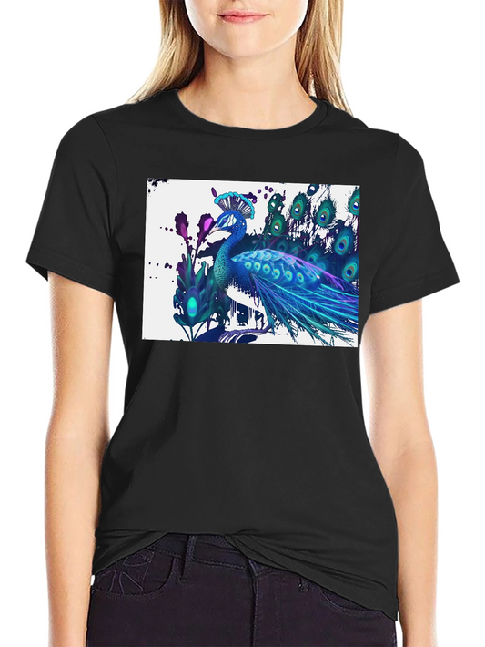 Peacock Graphic T-Shirt - Black Cotton Tee