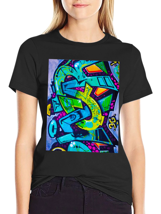 Abstract Graffiti Print Crew Neck Tee