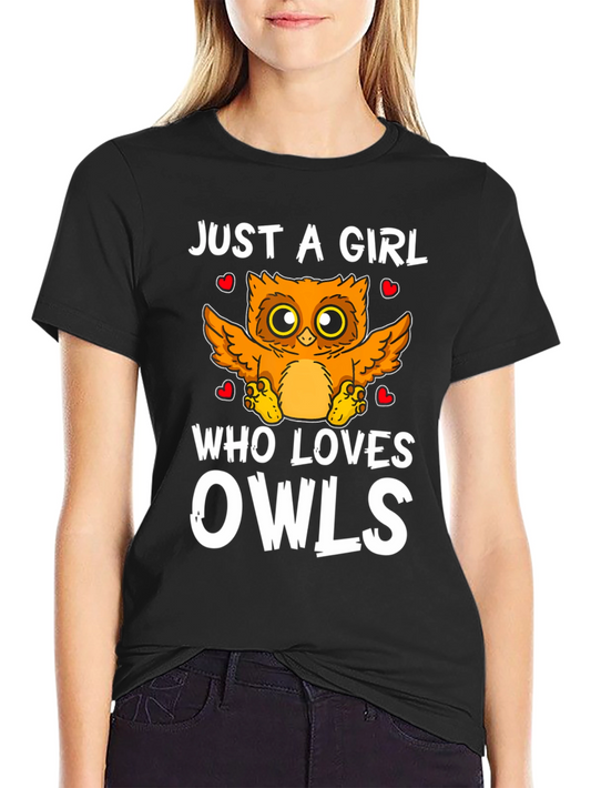 Just a Girl Who Loves Owls Black T-Shirt