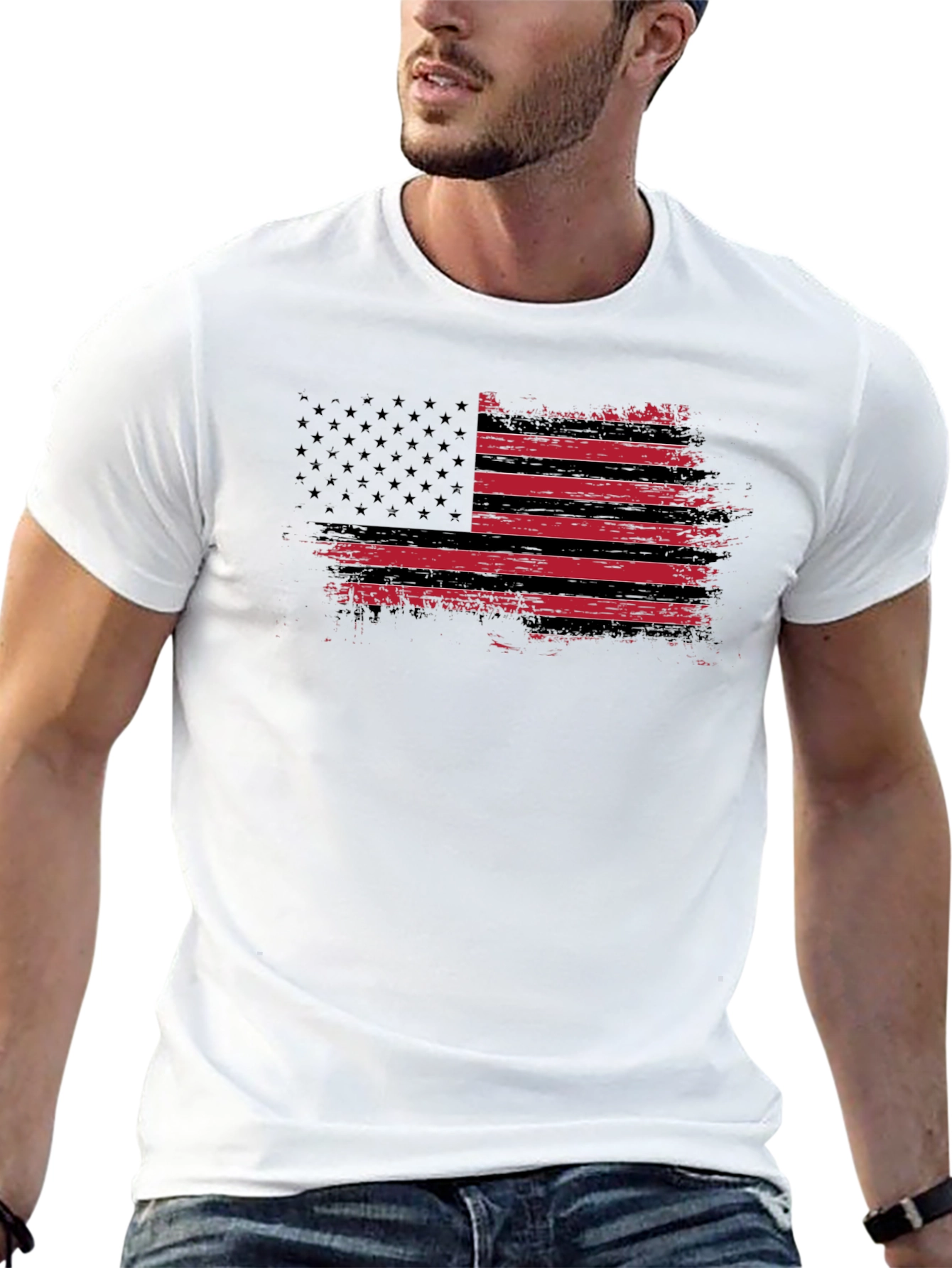 Distressed American Flag Graphic T-Shirt