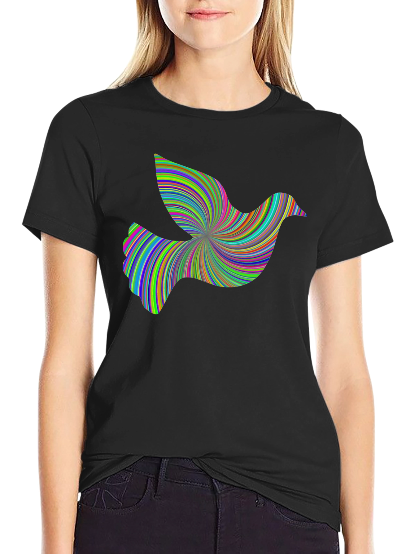 Psychedelic Dove Graphic Tee - Unique Design Soft Cotton