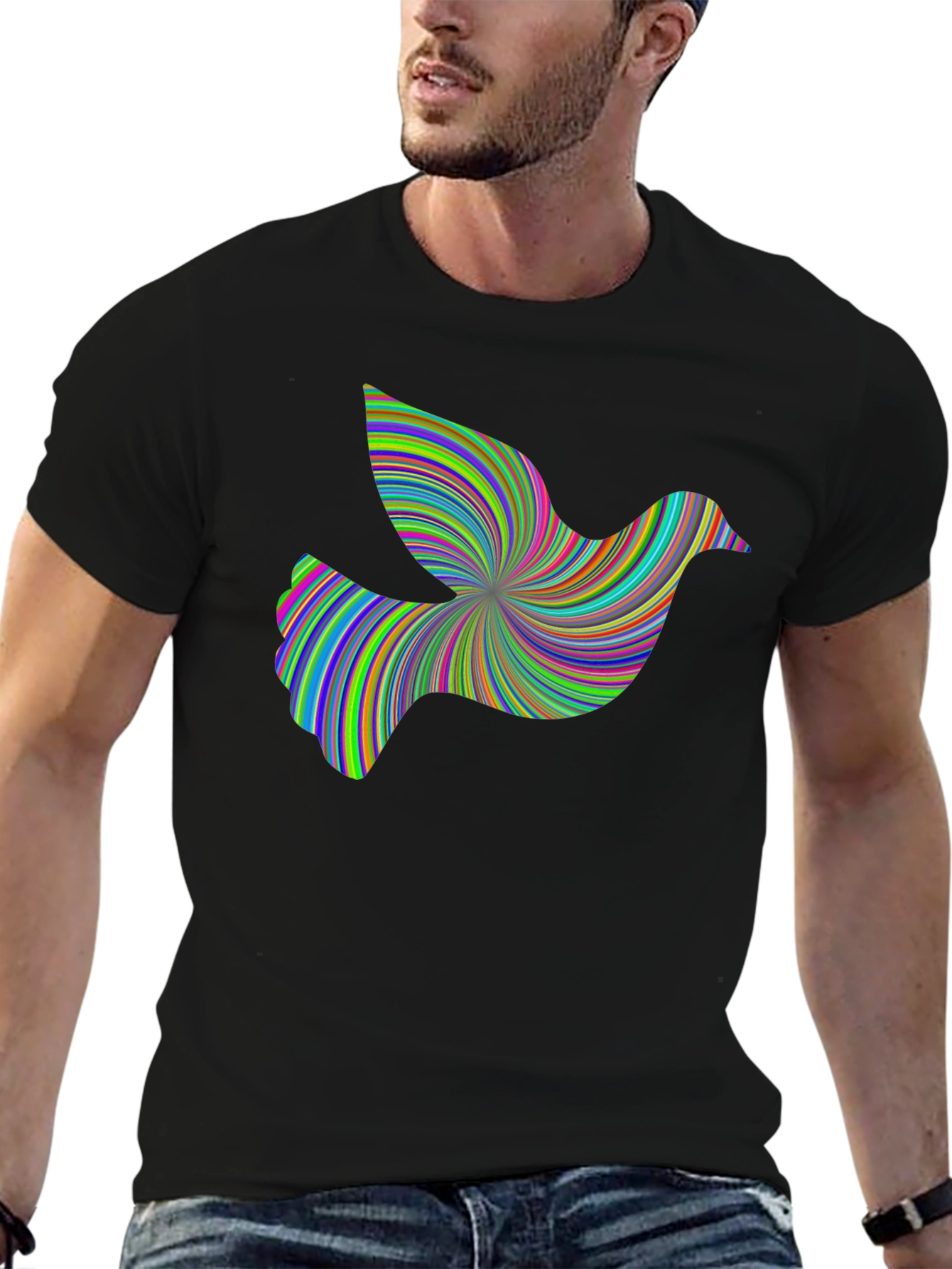 Psychedelic Dove Graphic Tee - Unique Design Soft Cotton