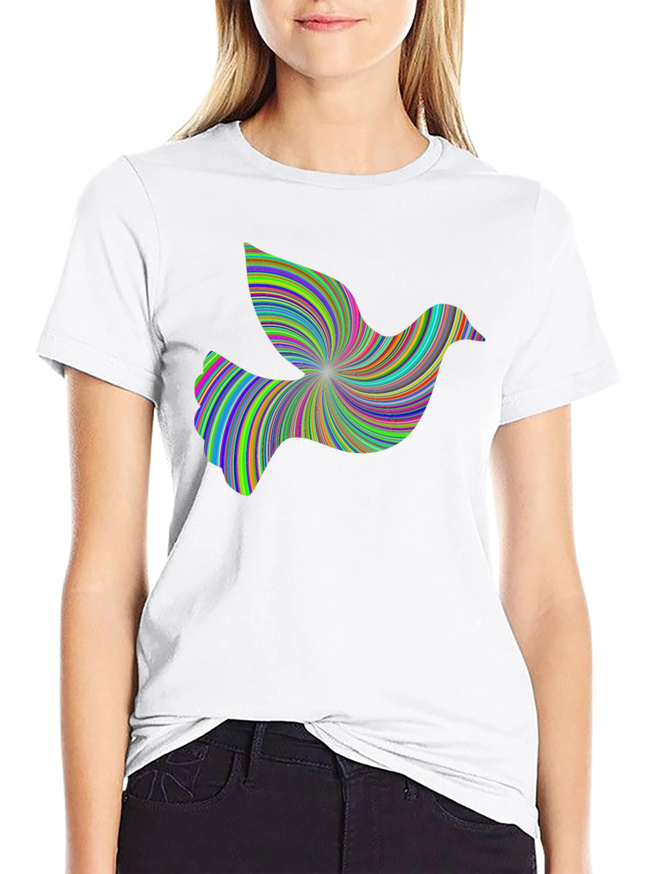 Psychedelic Dove Graphic Tee - Unique Design Soft Cotton