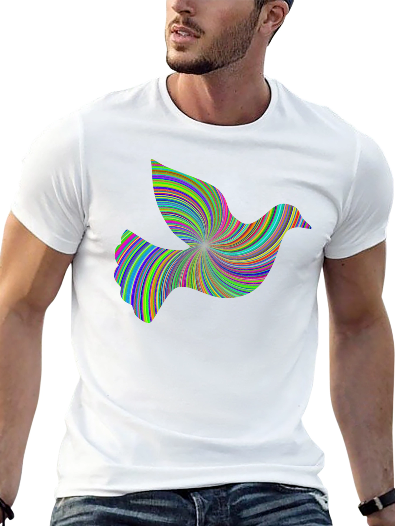 Psychedelic Dove Graphic Tee - Unique Design Soft Cotton