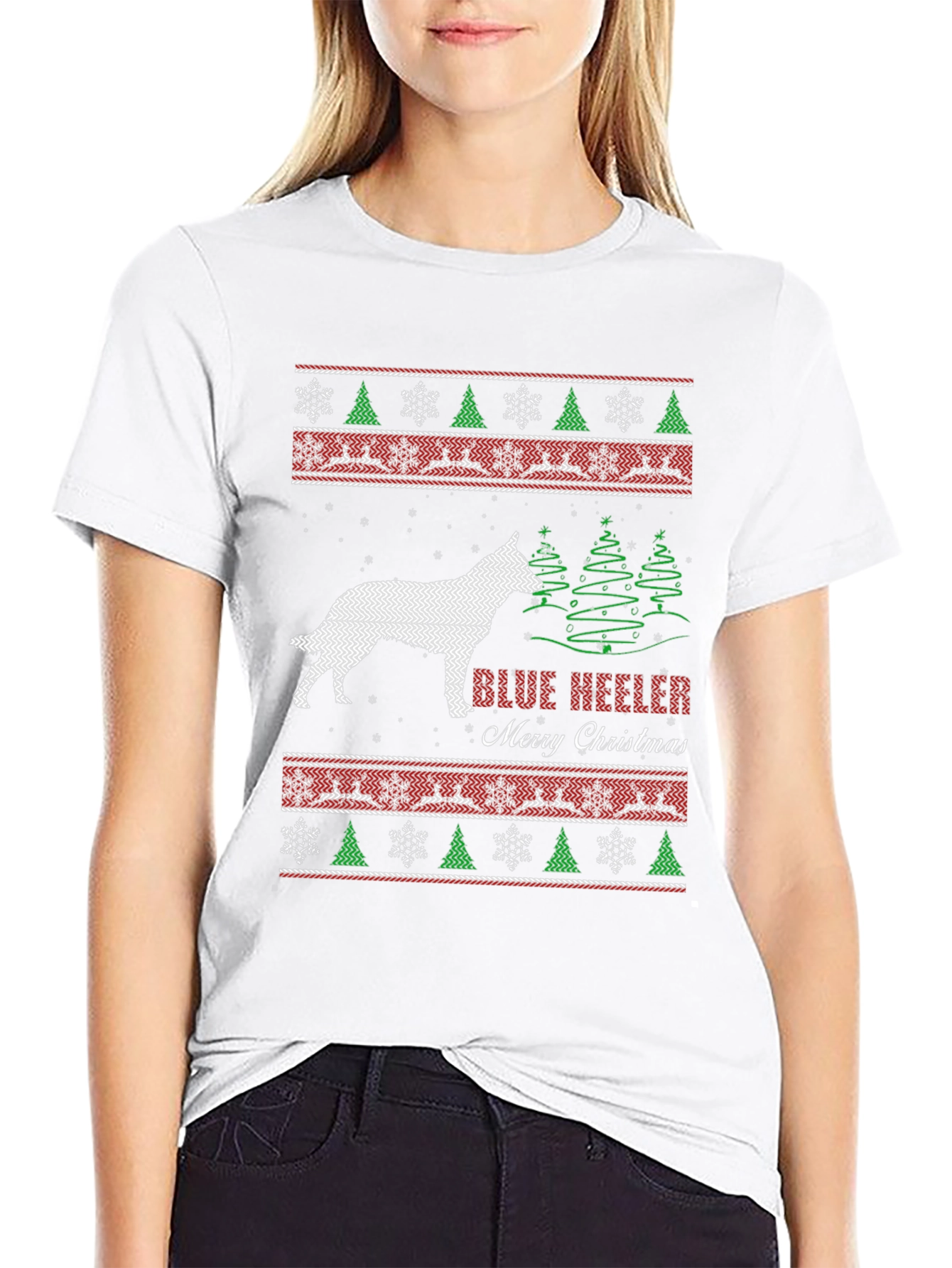 Blue Heeler Merry Christmas Ugly Sweater T-Shirt