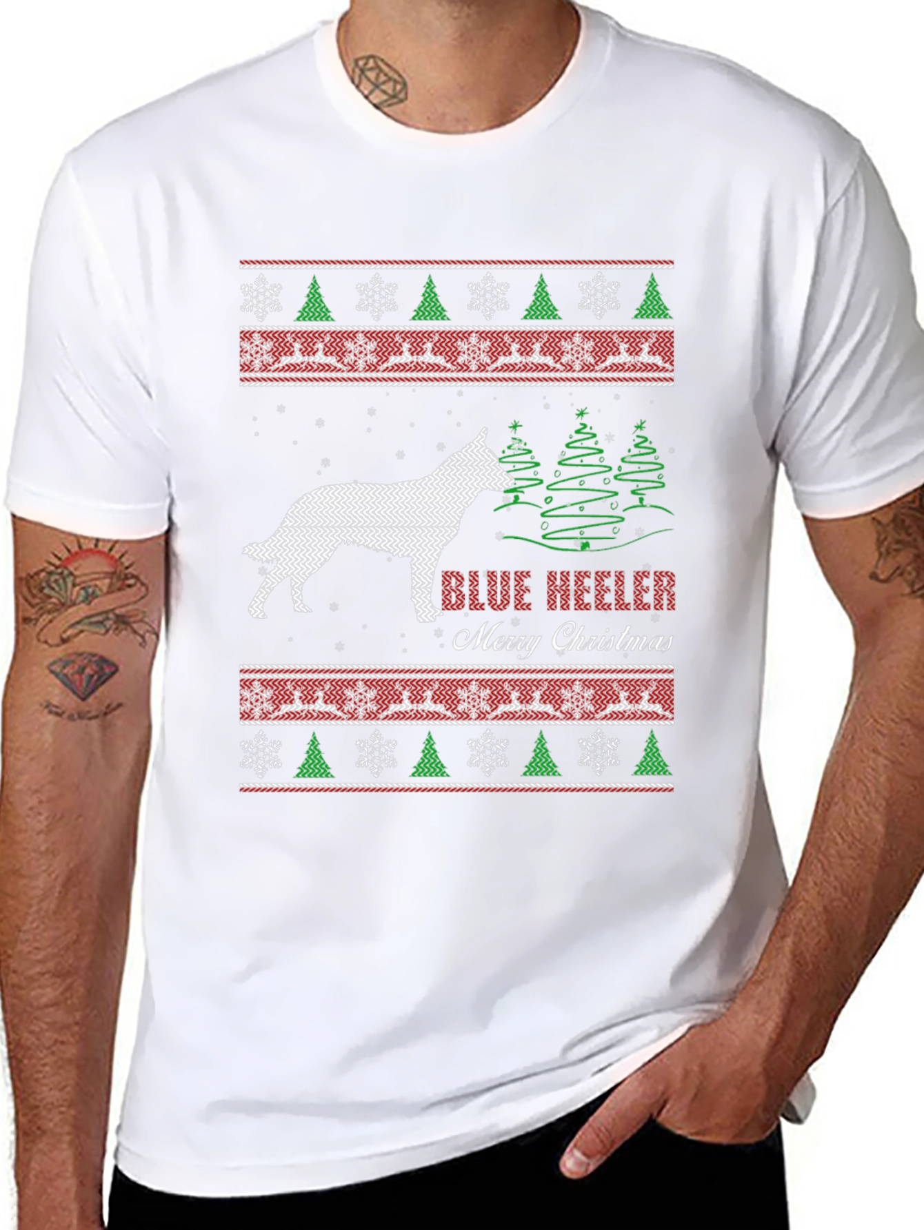 Blue Heeler Merry Christmas Ugly Sweater T-Shirt