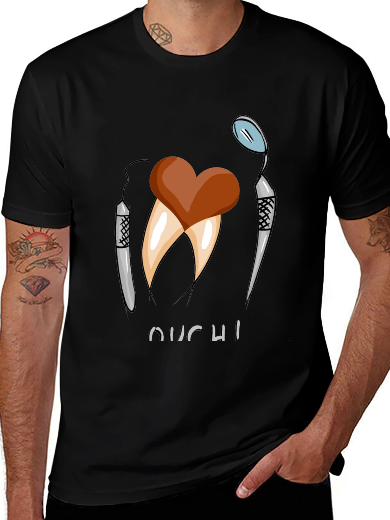 Ouch! Dental Humor Graphic Tee - Black