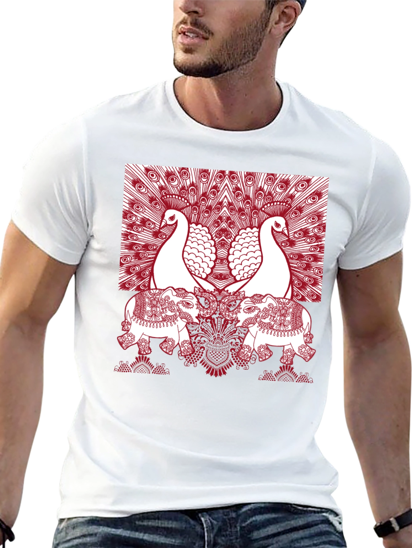 Peacock Elephant Graphic Tee