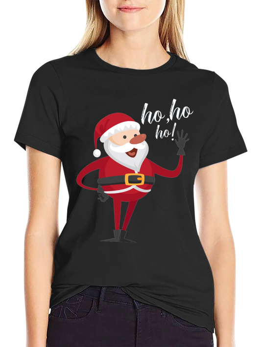 Santa Ho Ho Ho Black T-Shirt