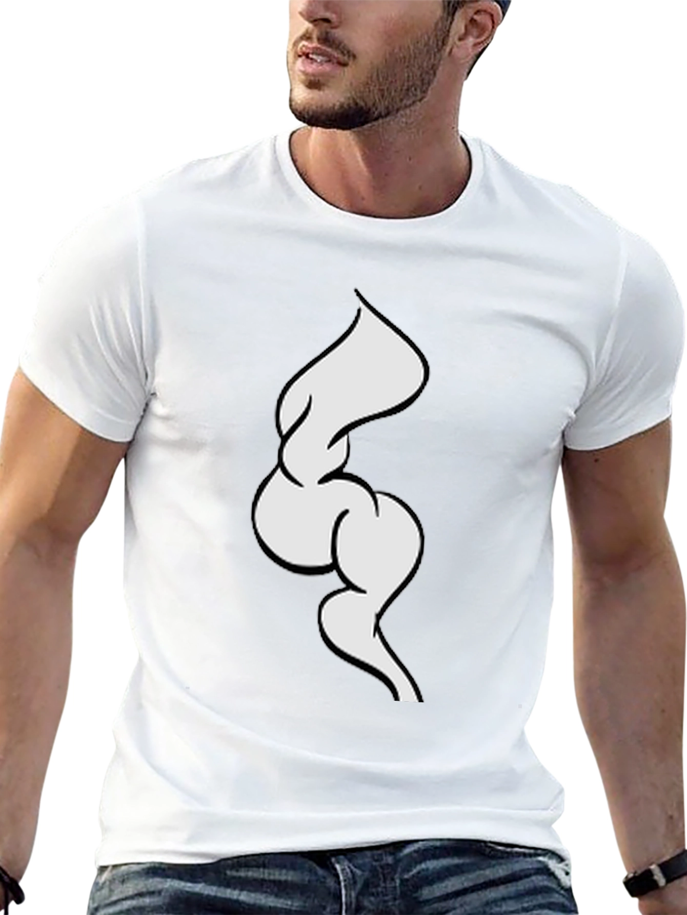 Black T-Shirt with Abstract White Design
