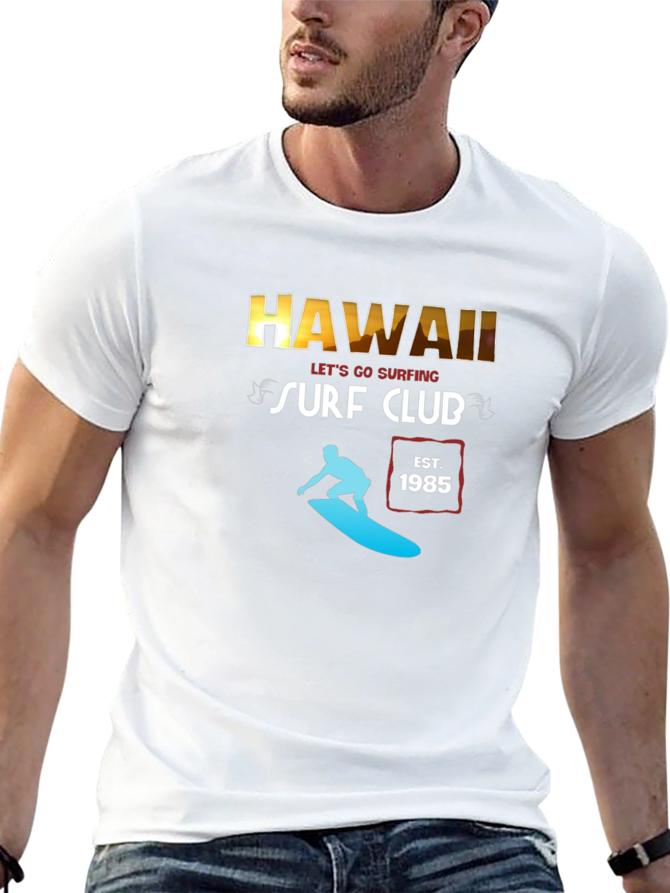 Hawaii Surf Club Black Graphic T-Shirt