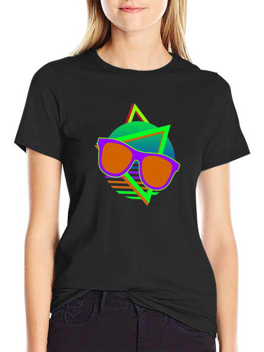 Retro Sunglasses Graphic Tee - Vibrant 80s Style