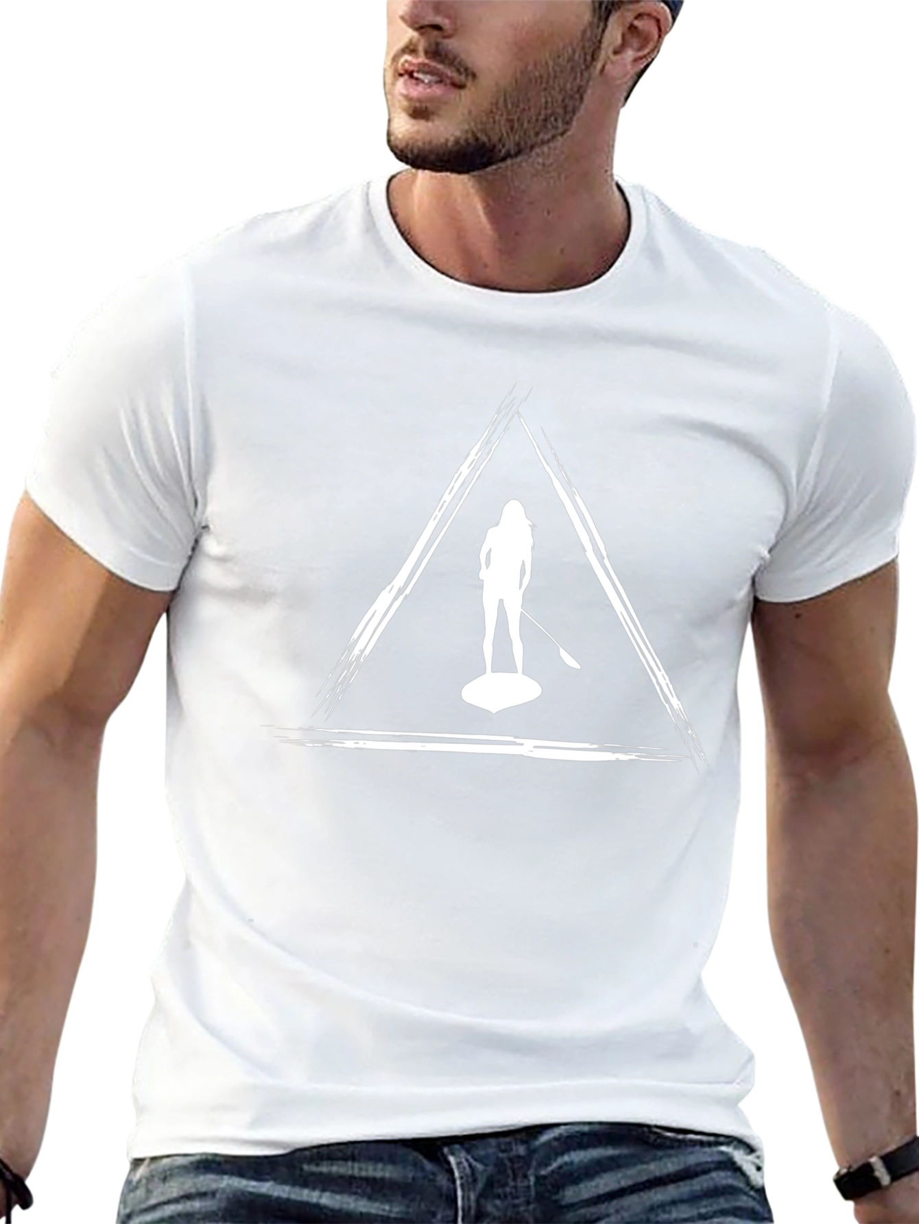 Paddleboarder Graphic Tee - Black Cotton T-Shirt