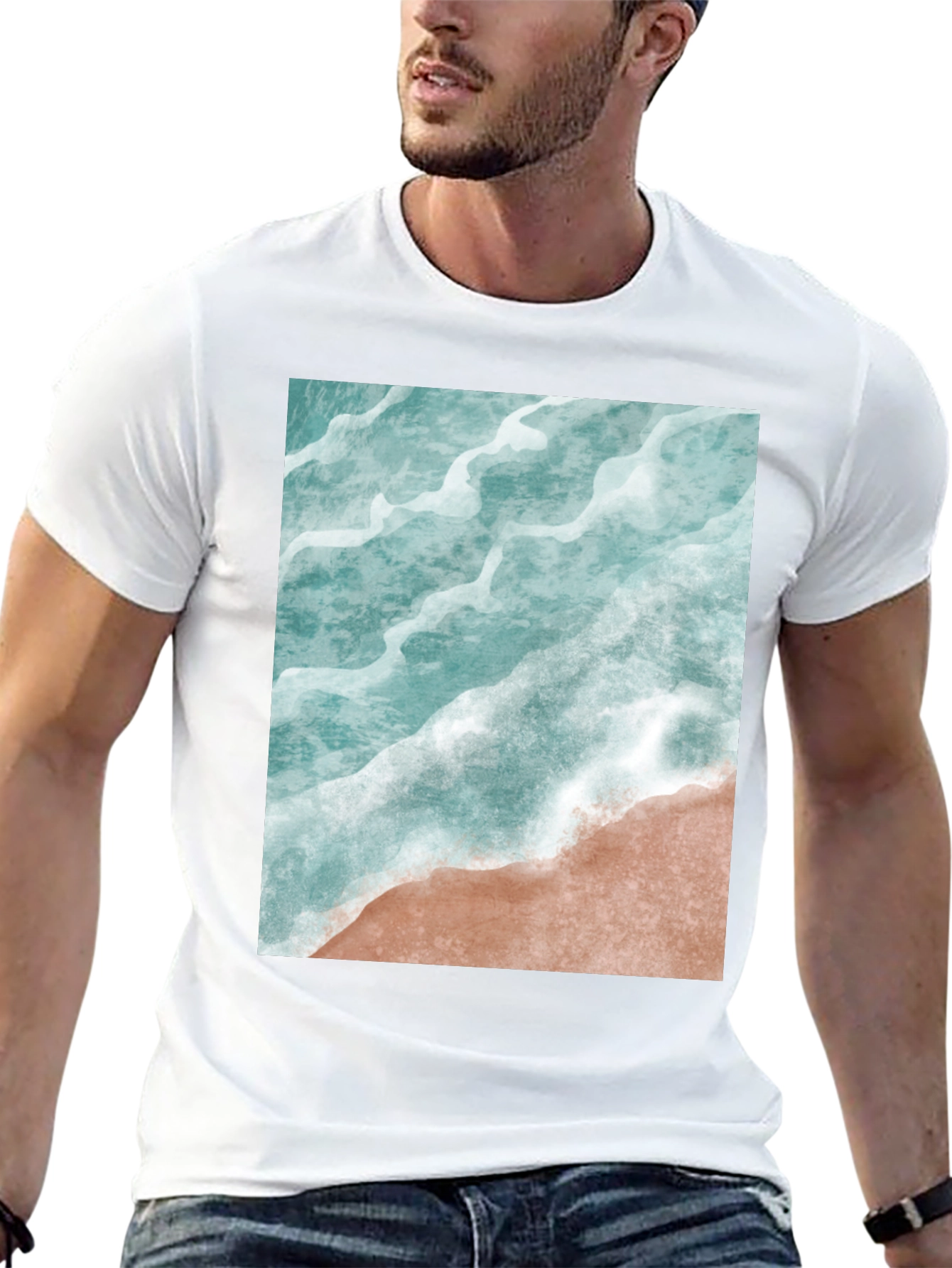 Ocean Wave Graphic Tee - Beach Style Black T-Shirt