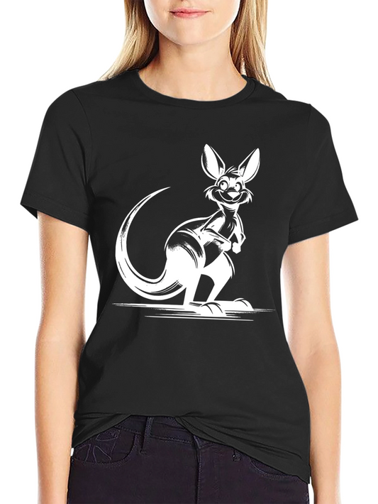 Cool Kangaroo Graphic Tee - Black Cotton T-Shirt