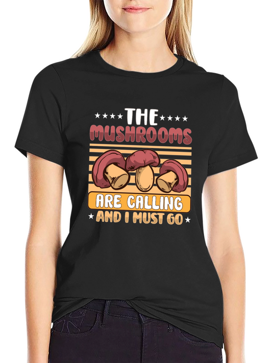 Mushroom Calling Black Tee