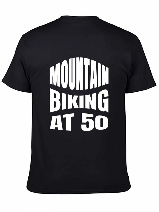 Mountain Biking at 50 Black Tee Shirt