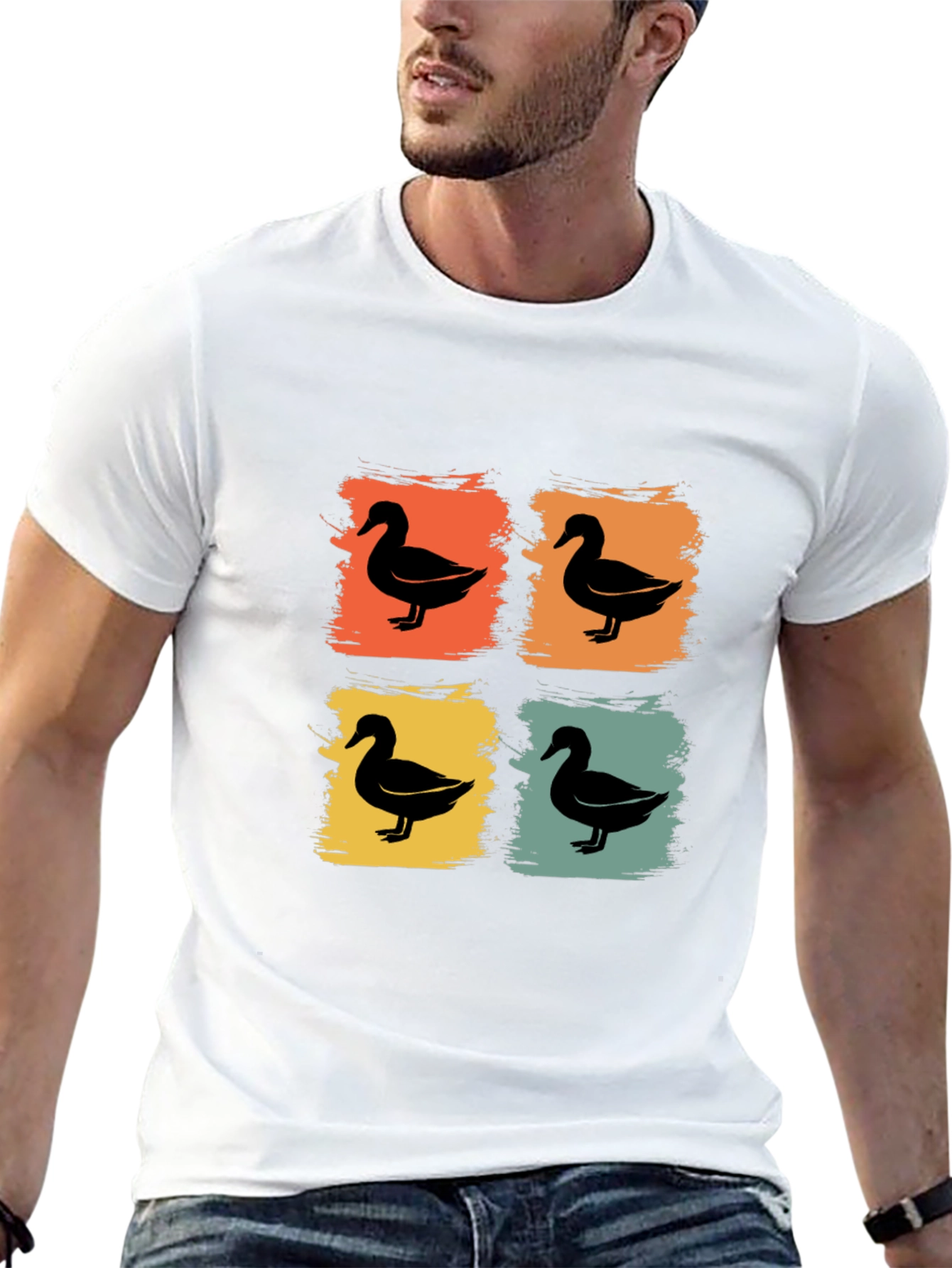 Retro Duck Square T-Shirt - Black