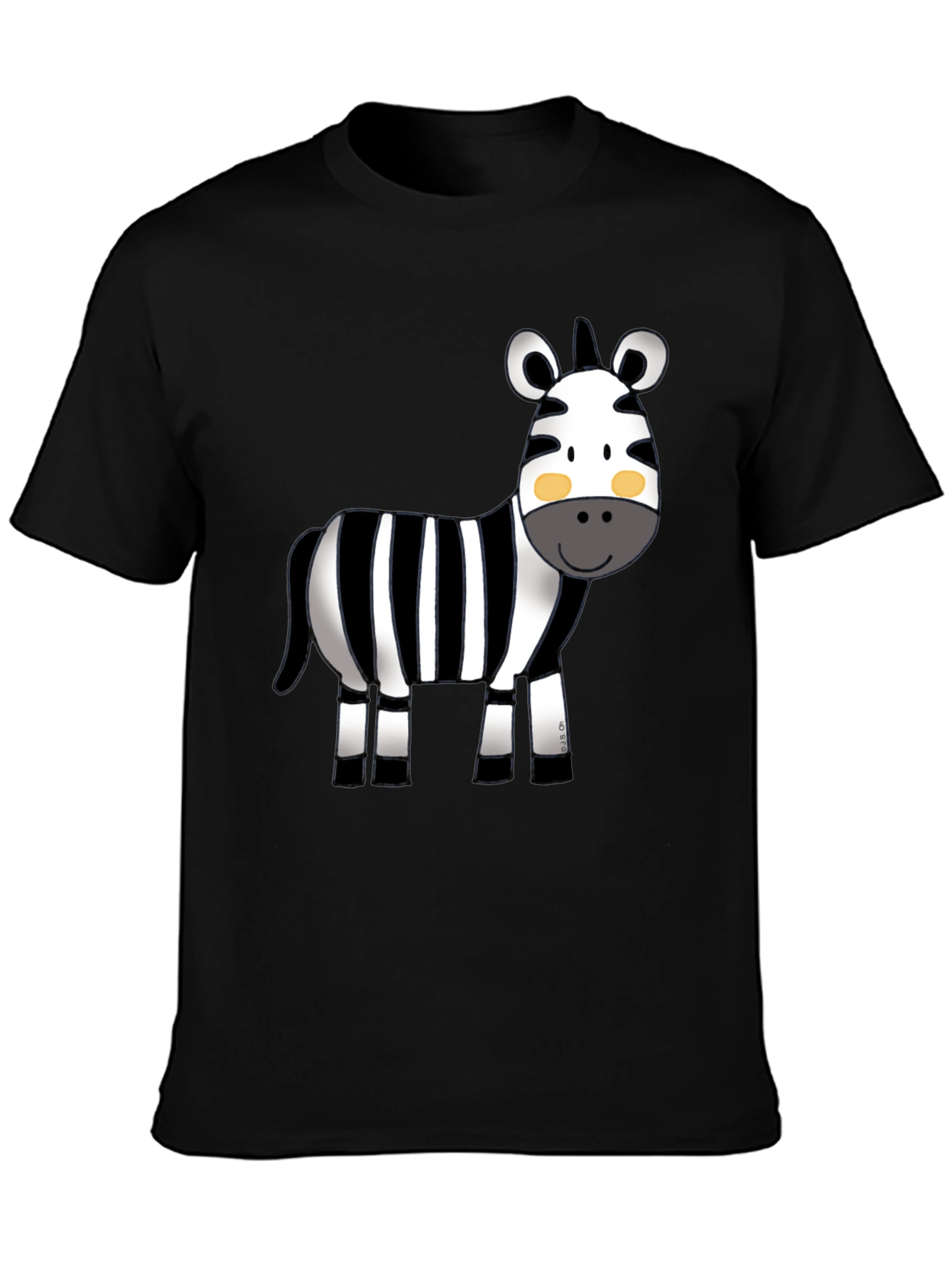 Cute Zebra Graphic Tee - Black Cotton T-Shirt