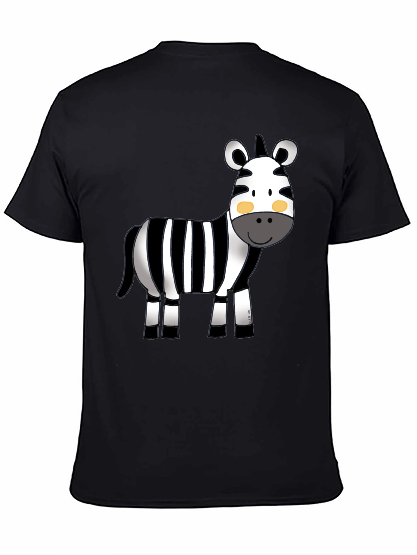 Cute Zebra Graphic Tee - Black Cotton T-Shirt