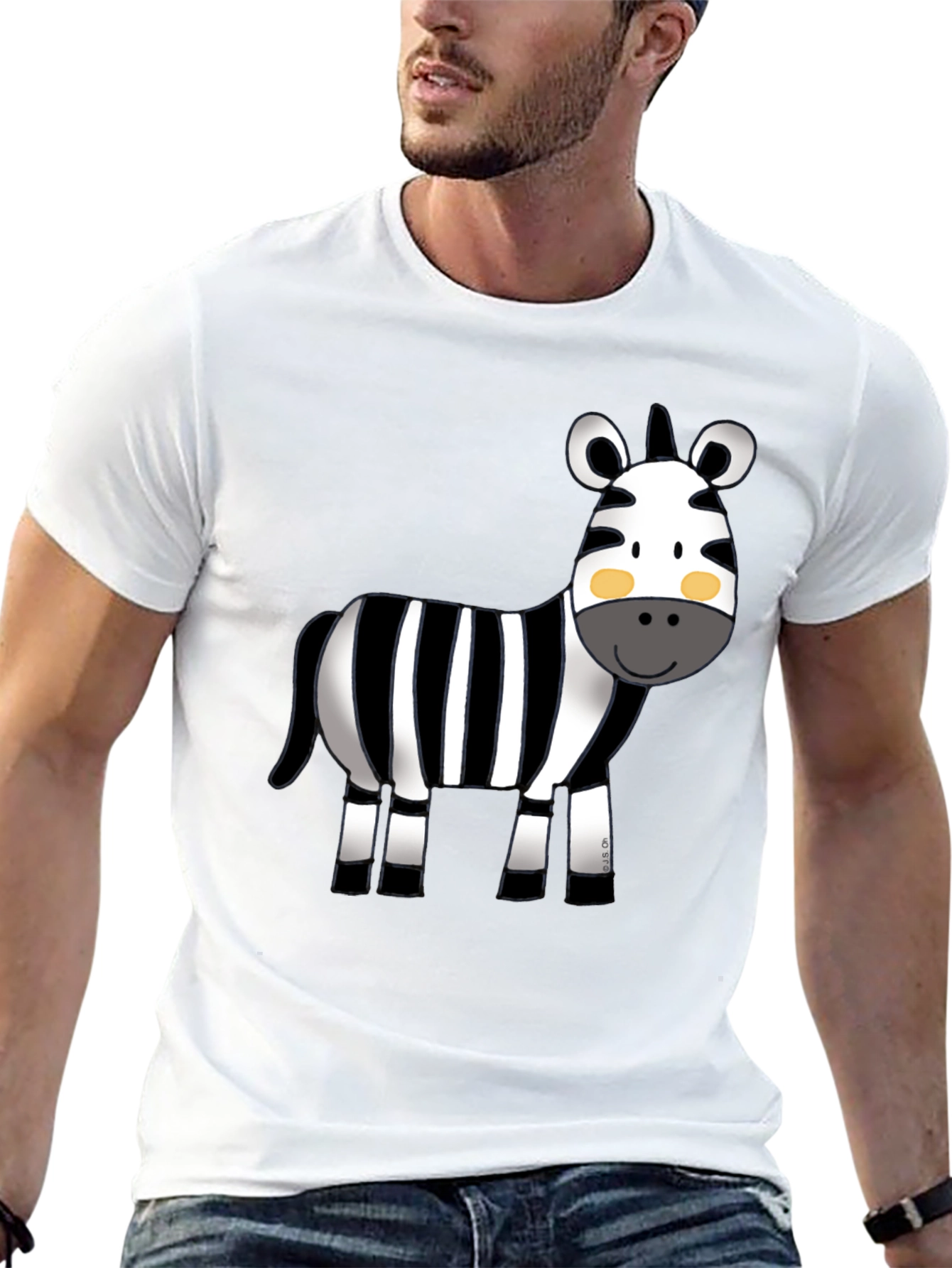 Cute Zebra Graphic Tee - Black Cotton T-Shirt