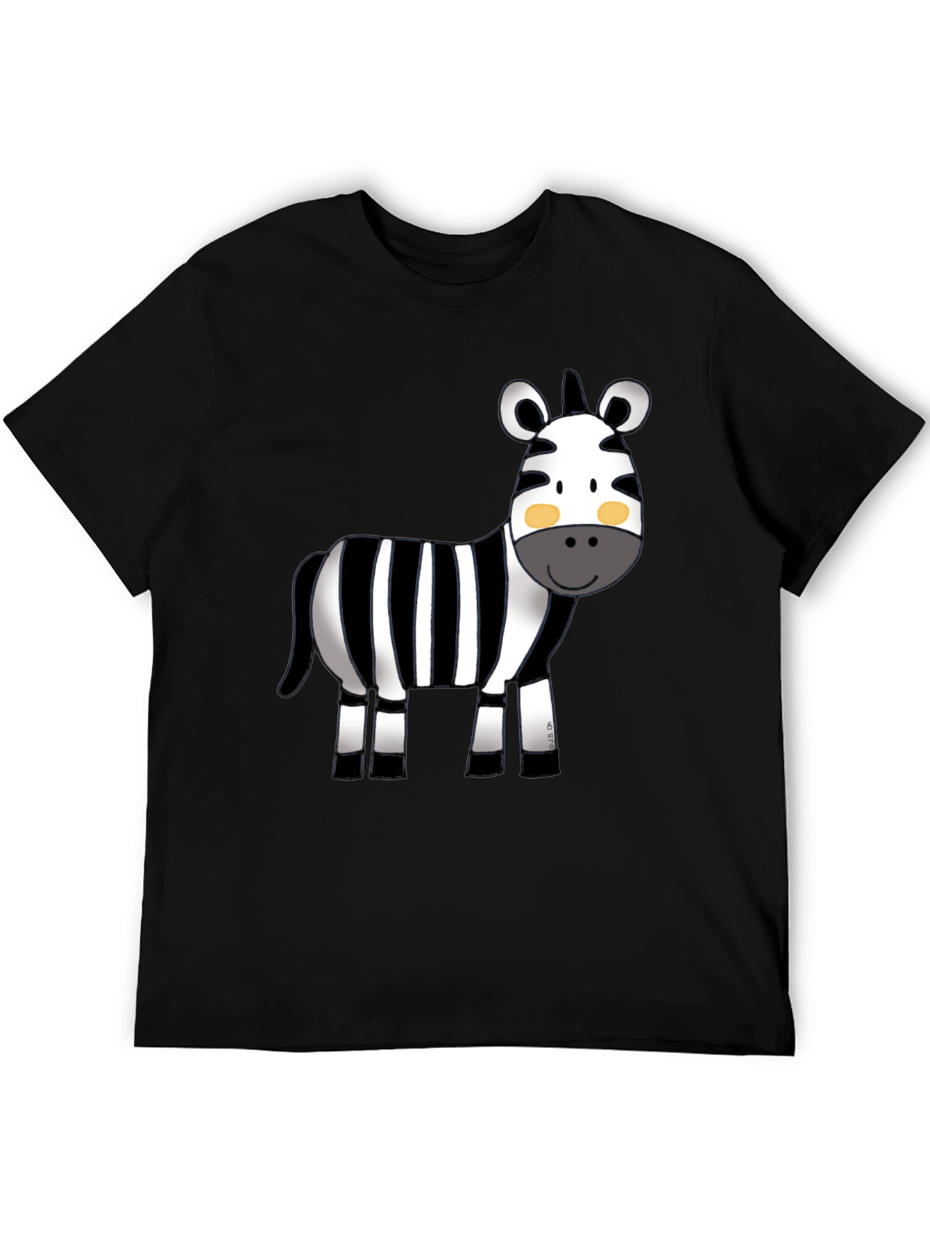 Cute Zebra Graphic Tee - Black Cotton T-Shirt