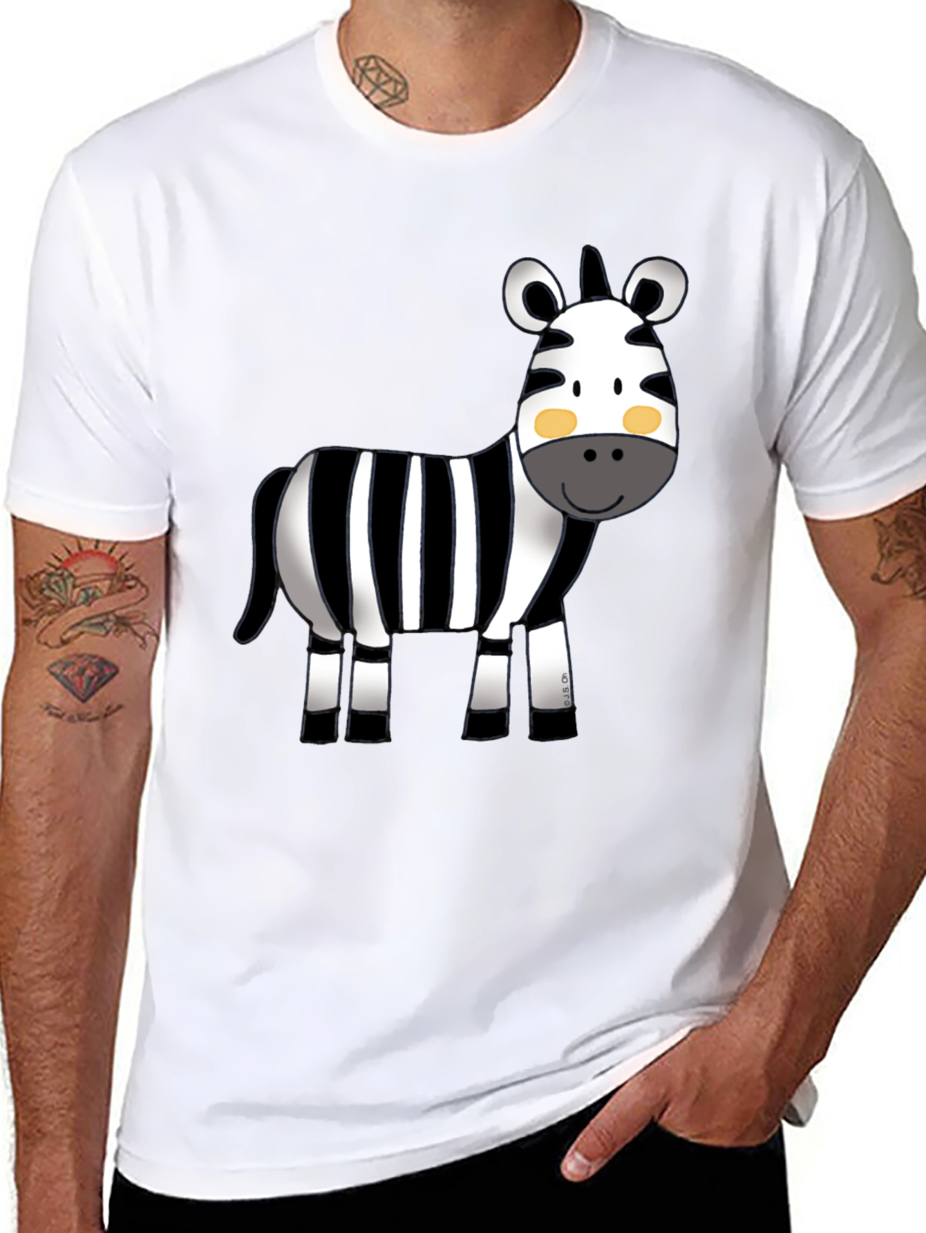 Cute Zebra Graphic Tee - Black Cotton T-Shirt