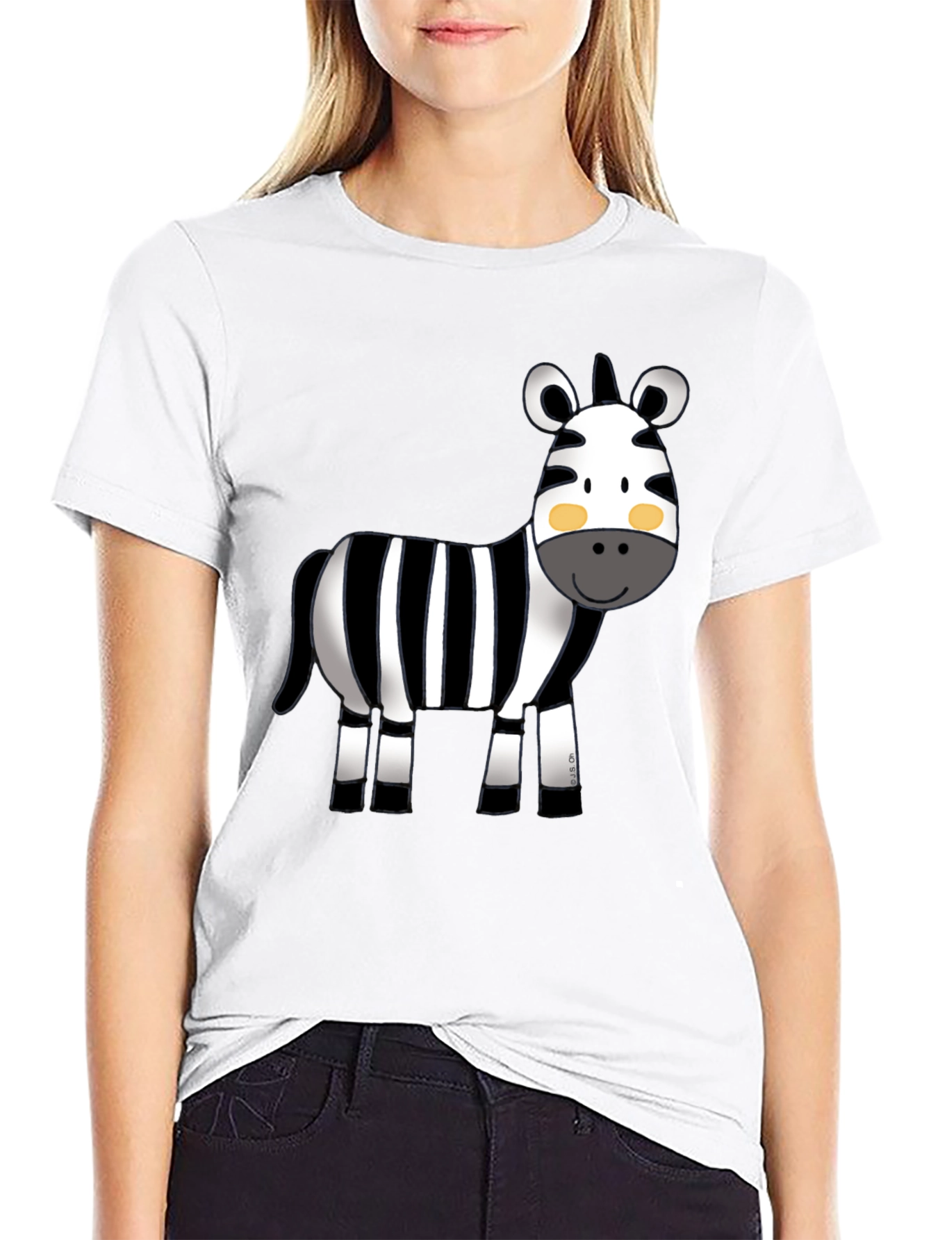 Cute Zebra Graphic Tee - Black Cotton T-Shirt