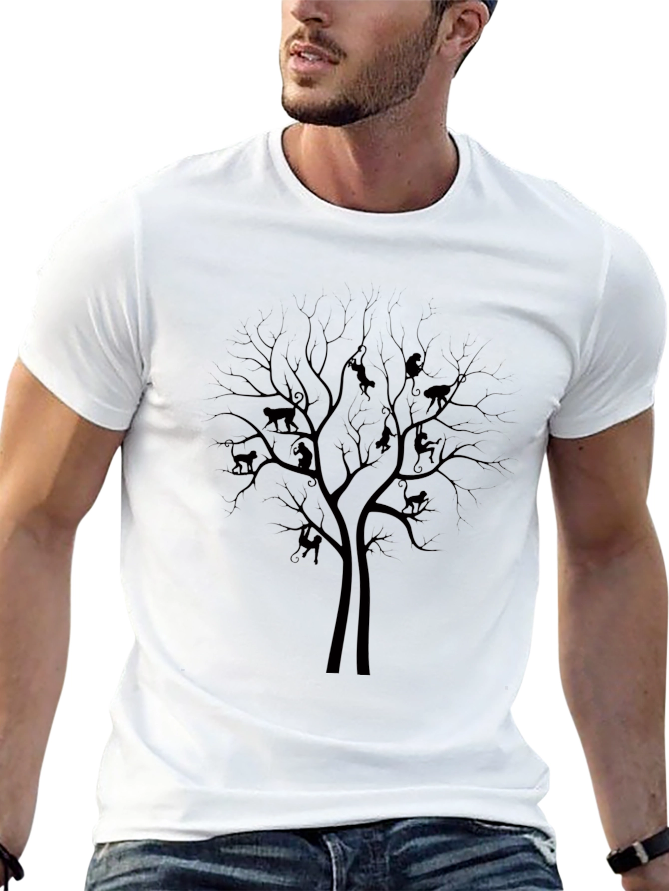 Monkey Tree Graphic Tee - Nature Inspired Mens T-Shirt