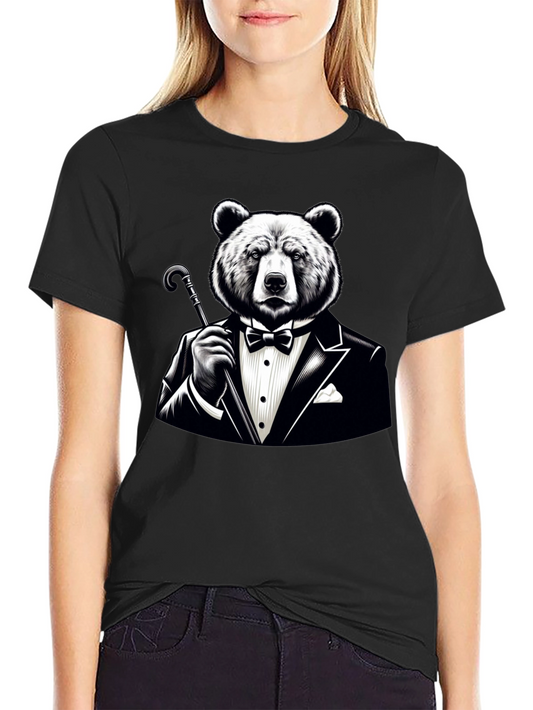 Bear in Tuxedo Graphic T-Shirt - Stylish Novelty Tee