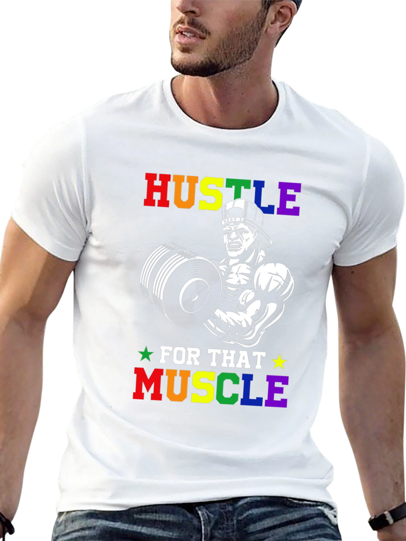 Hustle For That Muscle Weightlifting Graphic Tee