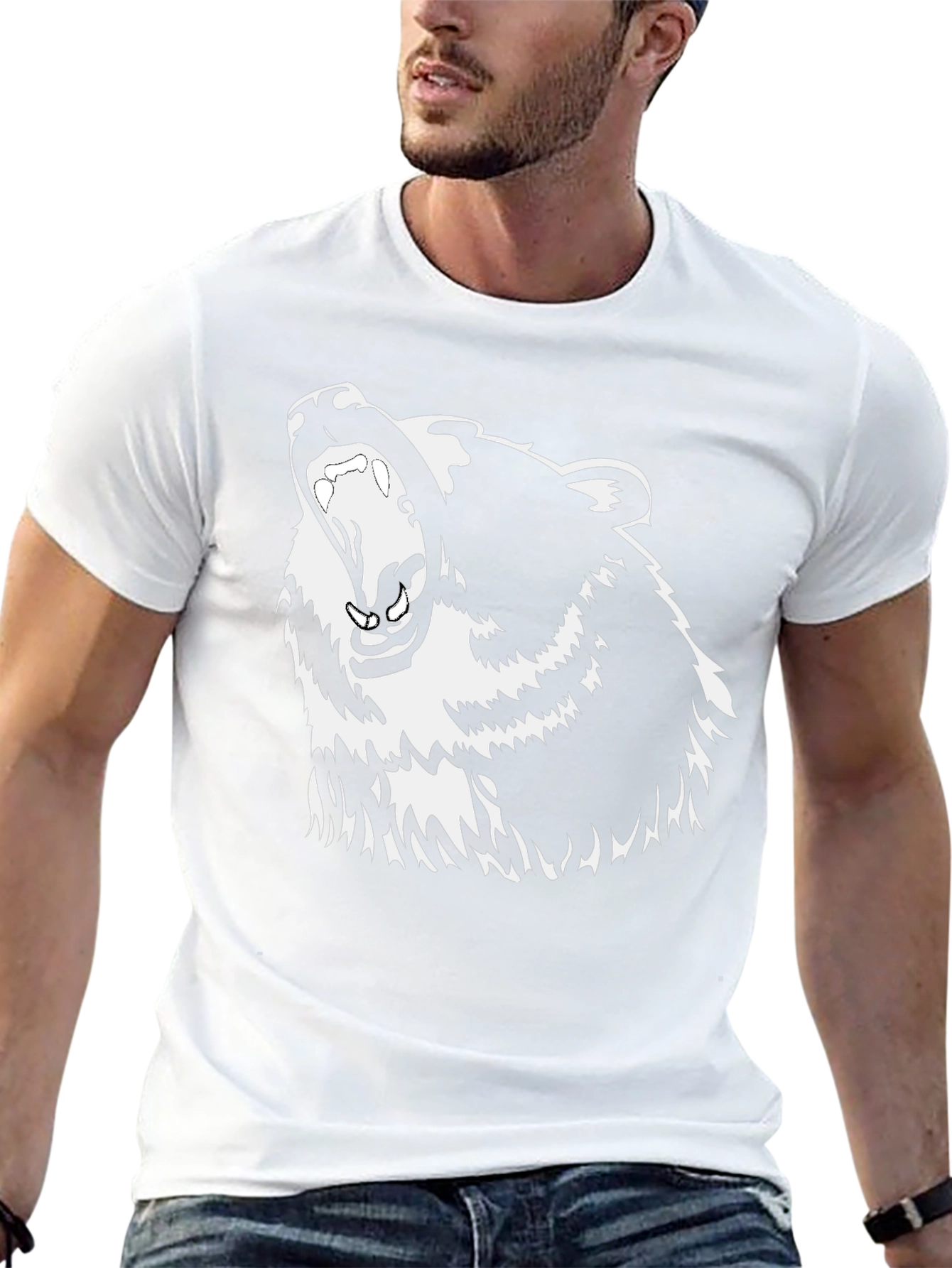 Grizzly Bear Graphic Print Black T-Shirt