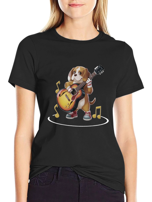 Dog Playing Guitar Graphic Tee